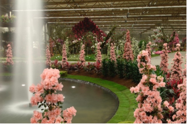 Grote hal van Flanders Expo tijdens de Floraliën van 2005 ©Jo De Rammelaere.