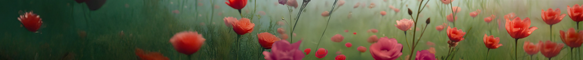 FloralIën Gent 2026 Banner website Rode bloemen in een veld onderdeel van campagnebeeld Floraliën Gent 2026
